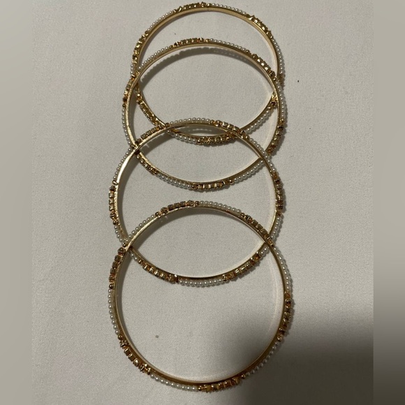 Freshwater Pearl & Zircon Bangles Set - Picture 3 of 7